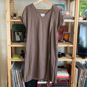 Meetra Linen V Neck Dress (S) - similar to NotPerfectLinen & Linenfox